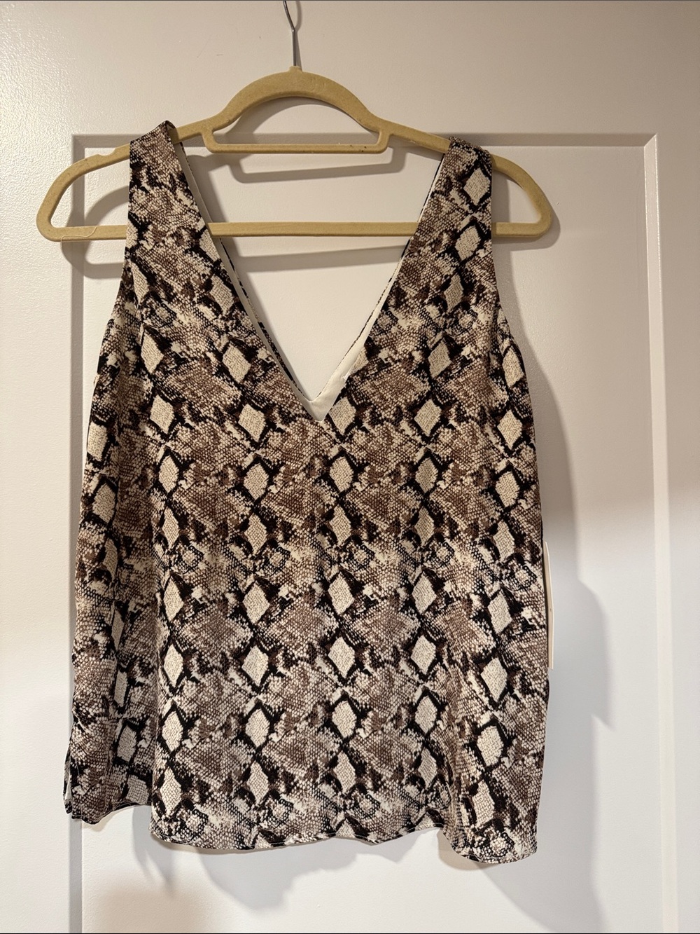 Leith Brown and Cream Snake Print V-Neck Cami. NWT size small